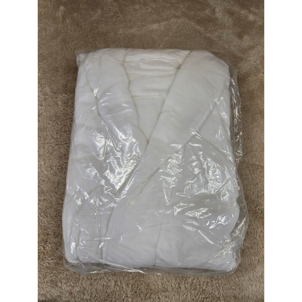 Coral Fleece Robe‎ Ultra Soft Lightweight Cozy Bathrobe White
